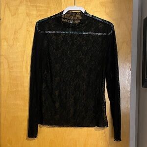 Anthropologie Lace Mock Neck Layering Long Sleeve Top